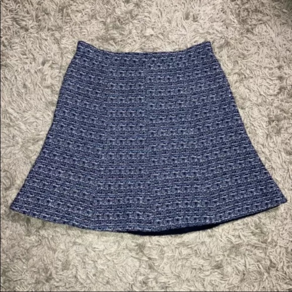 Ann Taylor Skirt Blue & White Tweed Textured Cotton Blend Size 8 - Picture 9 of 10